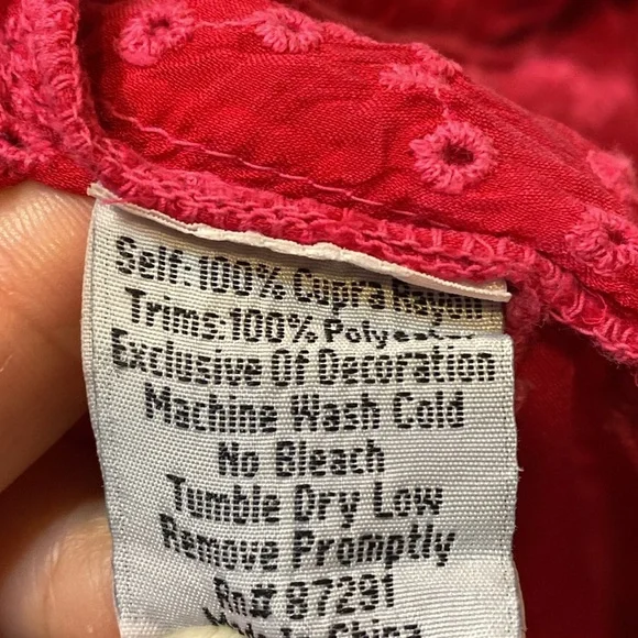 Johnny Was Oversized Boho Embroidered Eyelet Top Fuchsia Pink - Picture 5 of 9